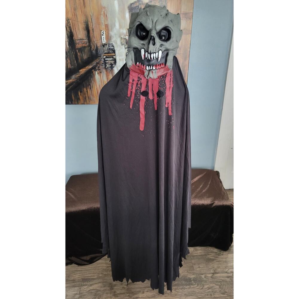 AMSCAN Illusion Grim Reaper Mask Costume w Cloak Light Up Eyes Halloween...
